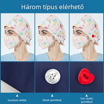 Nyomtatott műtős sapka kórházi használatra, pamut, uniszex, virágos minta, sík felső