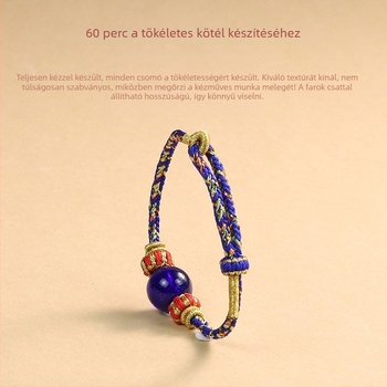 Kézzel készített etnikai stílusú karkötő, üveg és lazurit, geometriai forma