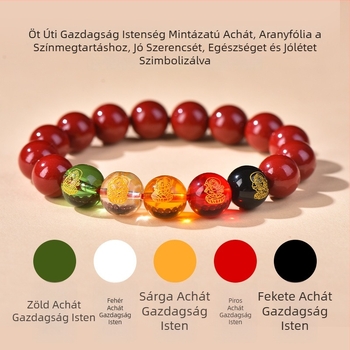 Uniszex cinnabar karkötő öt szerencseistenével, buddhista gyöngyökkel és szerencsegyöngyökkel, lilás–arany homokhatású kultúrális ékszer a születési évre