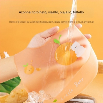 Szilikon etető kötény, zseb a maradékok összegyűjtéséhez, vízálló és piszokálló, élelmiszer-minőségű szilikon, 0–6 év közötti gyermekeknek