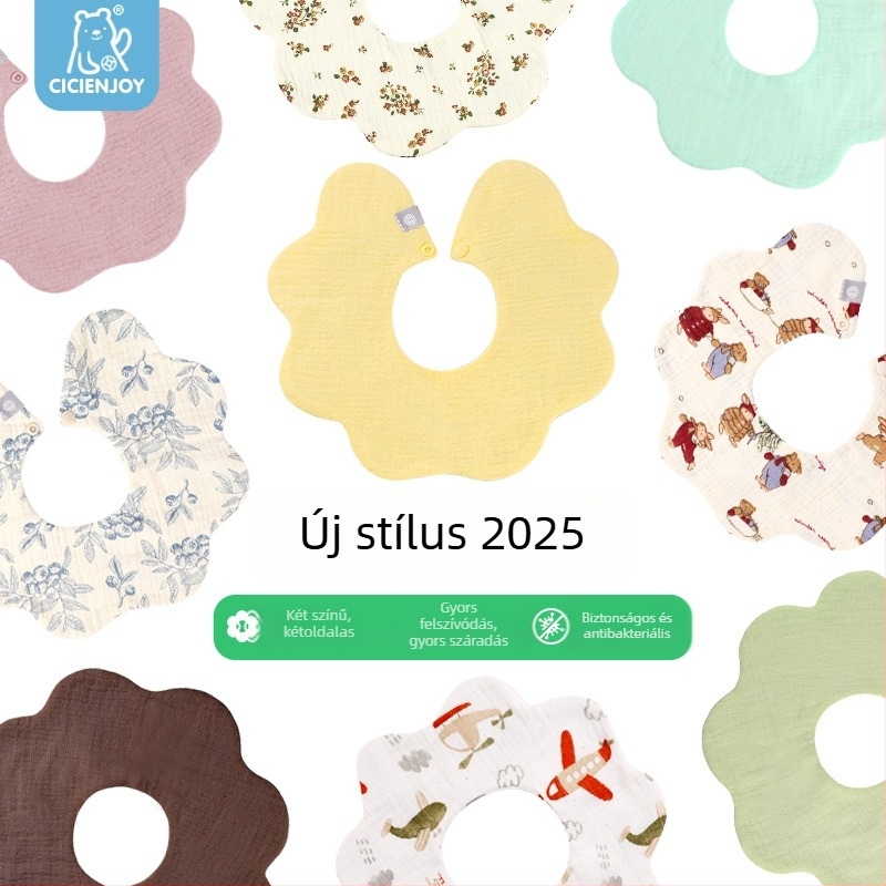Baba nyálvédő – 100% pamut, vízálló és foltálló, Happy márka, 0–3 éveseknek, egyszínű minta