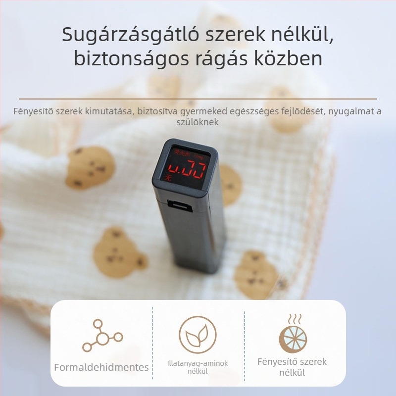 Újszülött nyálkendő kapcsos záródással, négyrétegű géz pamut, rajzolt mintás, kétoldalas négyzet alakú törölköző