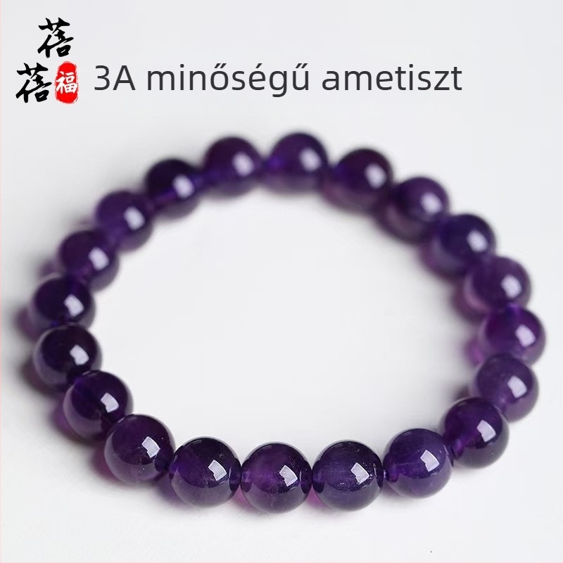 Beibeifu természetes ametiszt kerek gyöngyös karkötő
