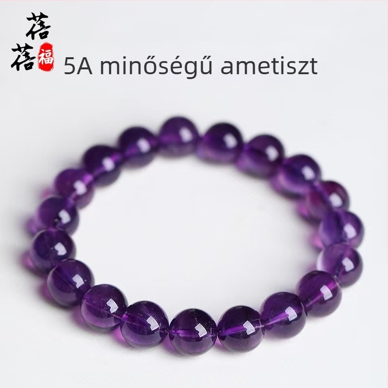 Beibeifu természetes ametiszt kerek gyöngyös karkötő