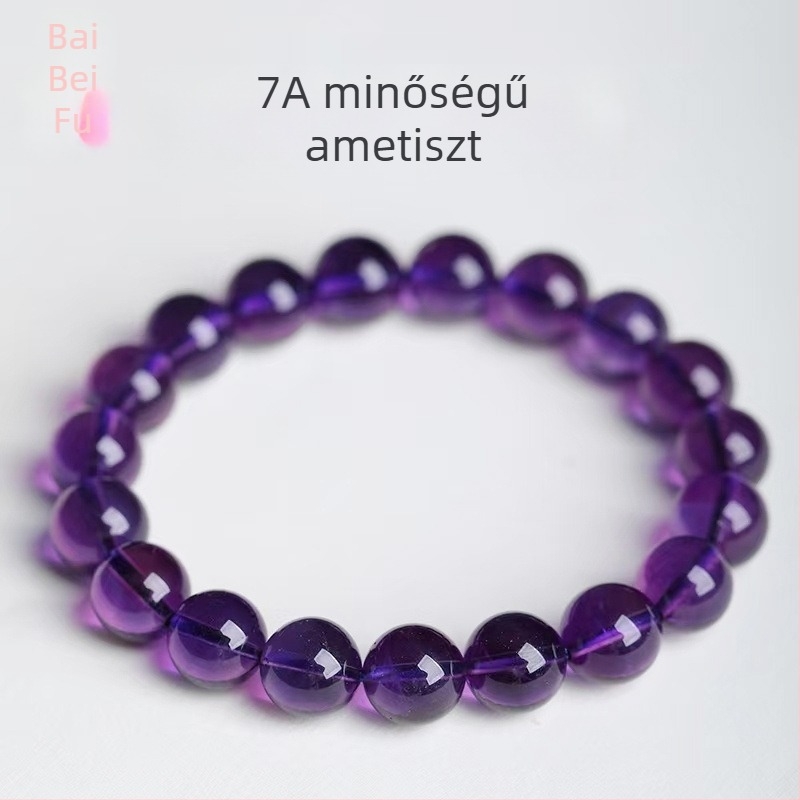 Beibeifu természetes ametiszt kerek gyöngyös karkötő