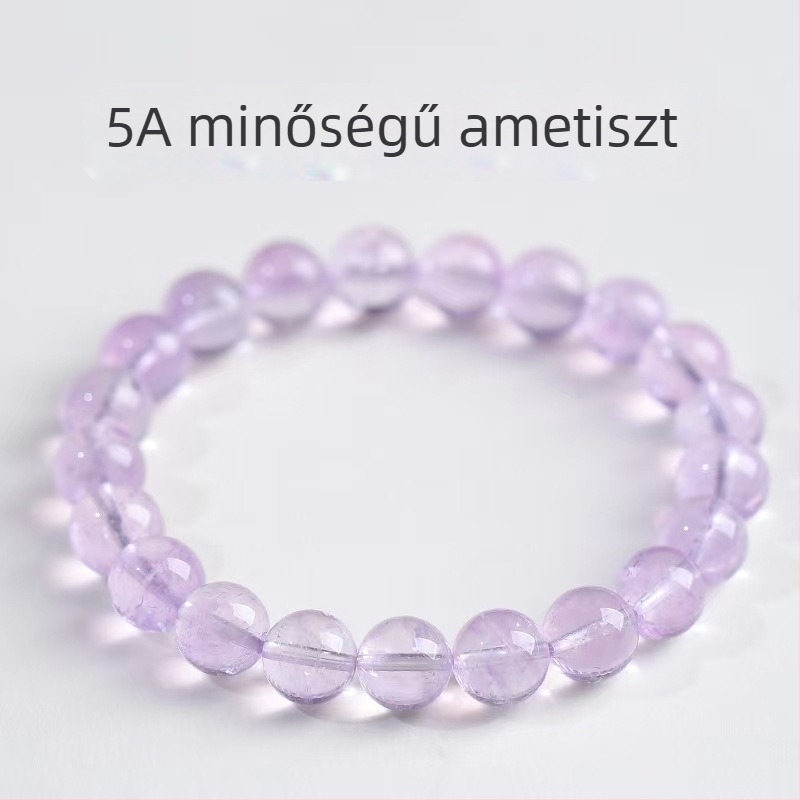 Beibeifu természetes ametiszt kerek gyöngyös karkötő