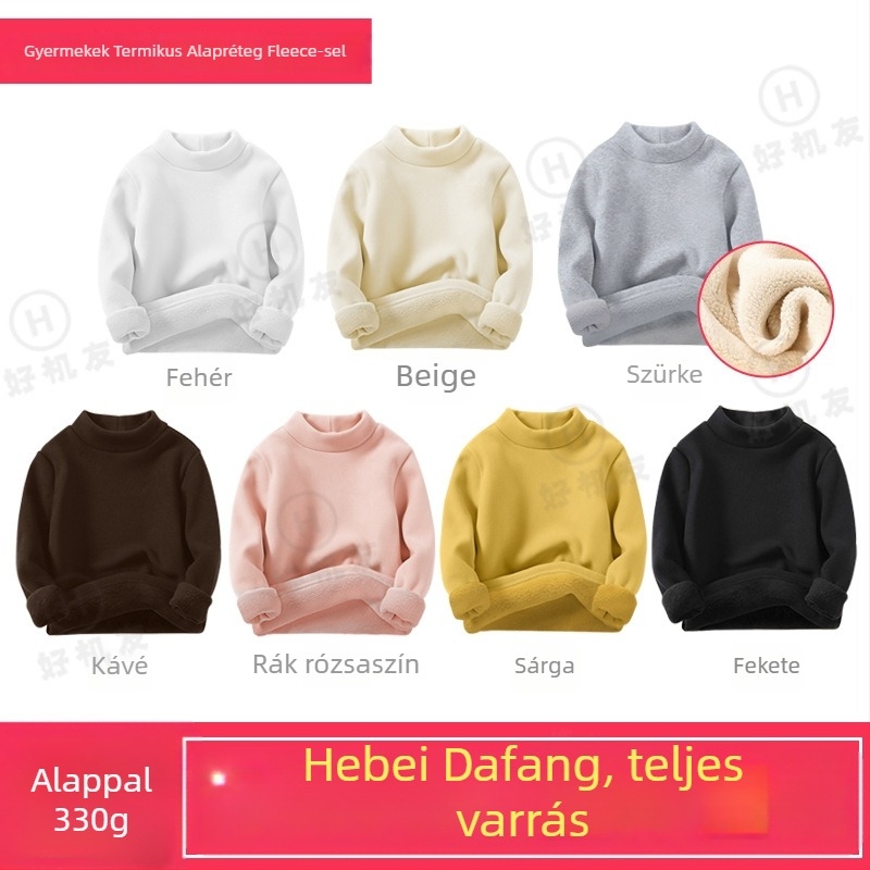 Gyermekeknek szánt termo bázisrétegű felső, Derong anyagból, 95% poliészter, fél-nyakú, hosszú ujjú, téli szezon, uniszex