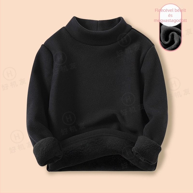 Gyermekeknek szánt termo bázisrétegű felső, Derong anyagból, 95% poliészter, fél-nyakú, hosszú ujjú, téli szezon, uniszex