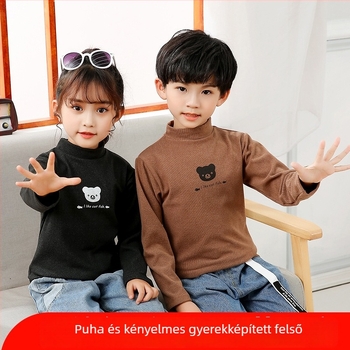 Magas galléros meleg pulóver gyermekeknek, kapucnit nélkül, hosszú ujjú, poliészter keverék, Cartoon mintázat, 3–8 éveseknek, ősz-téli időszak