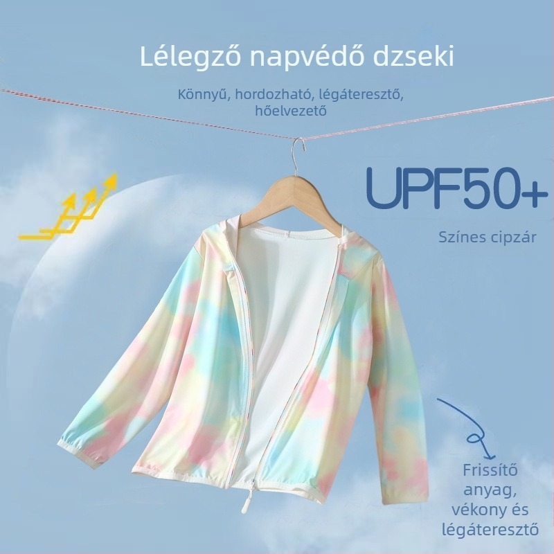 UPF50+ Gyerekeknek szóló UV-védelmet nyújtó nyári, könnyű, légáteresztő kabát, uniszex, Ice Silk bélés, kültéri viselet