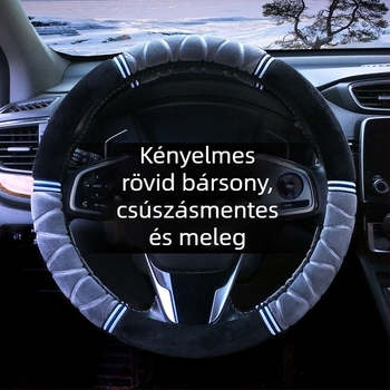 Autó kormánykerék plüss huzat, egész éves használatra, sportos stílus, telepítés speciális autókhoz