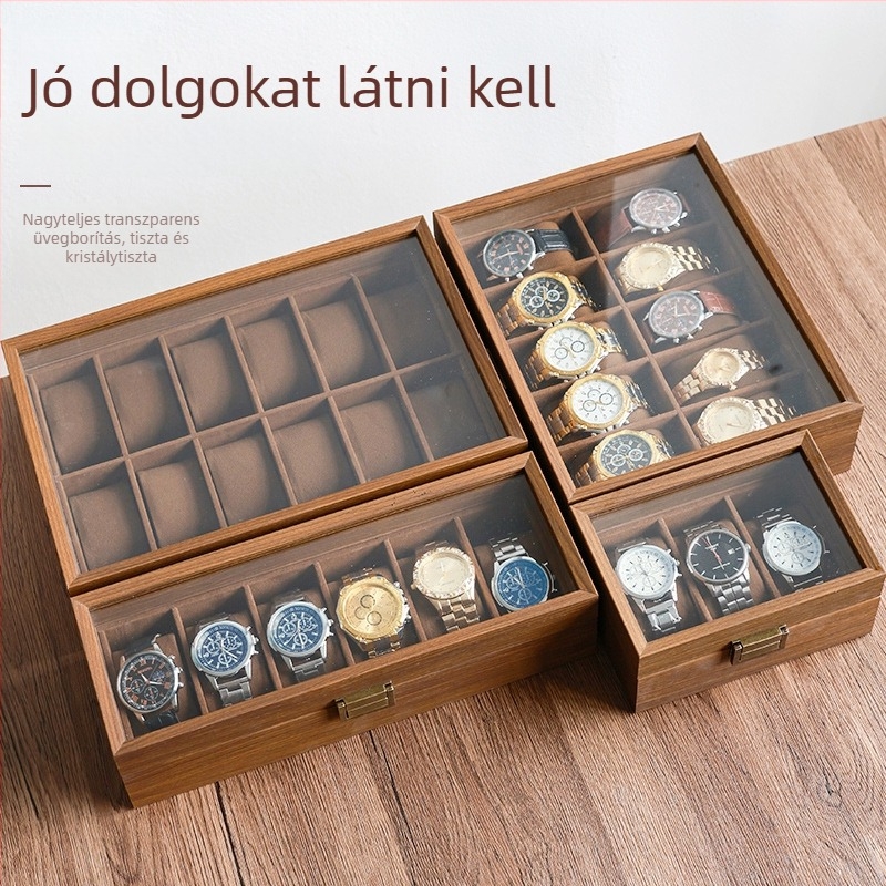 Fából készült óradoboz, kínai stílus, fa textúra, kemény tok