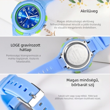 Mingrui MR-8217AQ diák kvarc óra, vízálló 30M, analóg kijelző, lumineszkáló számlap