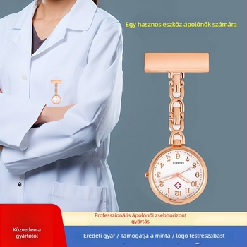 Ápolónői zsebóra — kvarc működés, világító mutatók, nőies stílus, aranyos diákszerű dizájn, tokozás: cinkötvözet
