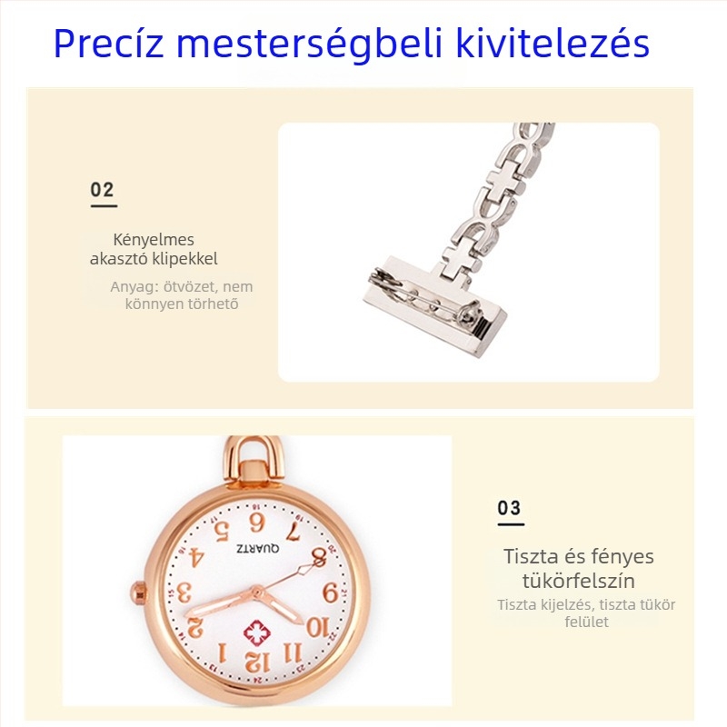 Ápolónői zsebóra — kvarc működés, világító mutatók, nőies stílus, aranyos diákszerű dizájn, tokozás: cinkötvözet