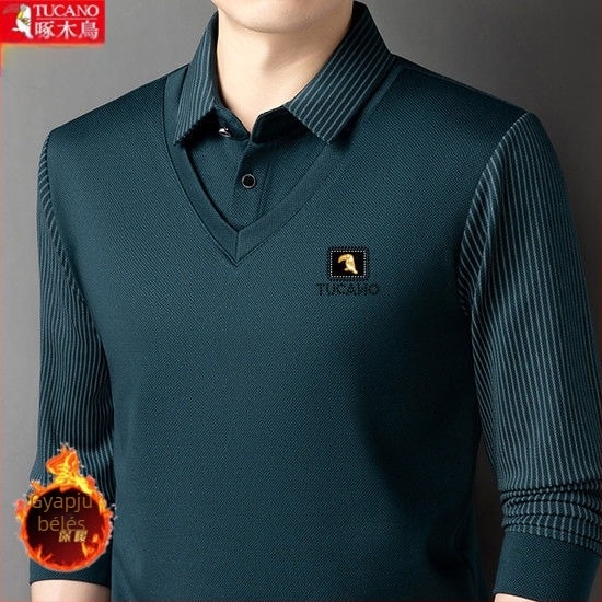 Woodpecker férfiaknak készült kiváló minőségű melegítőing, téli fleece-betéttel, vastag, látszólagos két részes dizájn, laza szabás