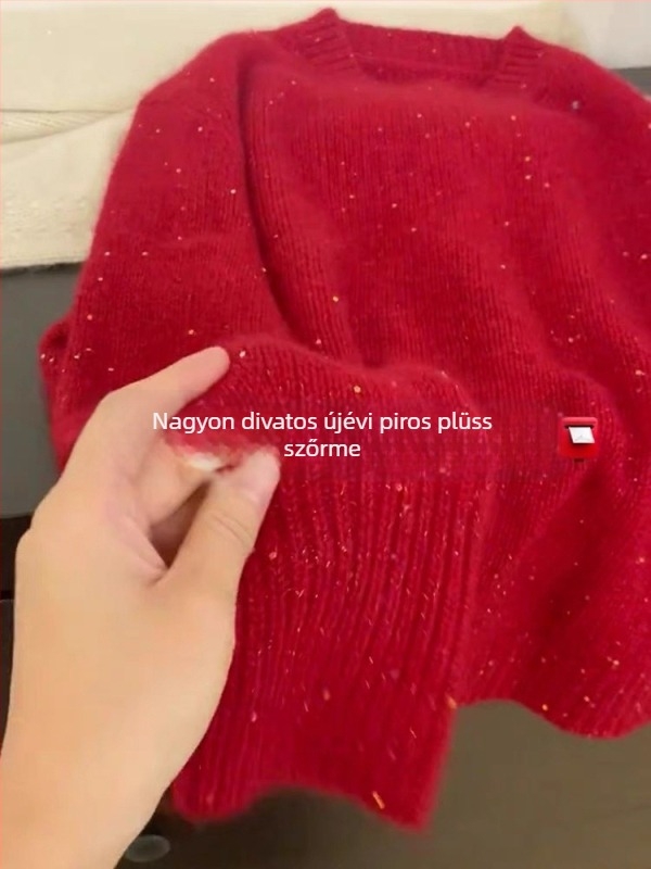 Laza szabású pamut-keverék pulóver, diamantszövéssel, kerek nyakú, hosszú ujjú