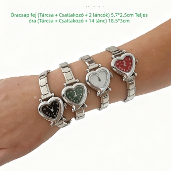 XYSP Női szabadidő kvarc karóra Pearl mozgással, rozsdamentes acél szíj, szív alakú számlap, fém tok, 10 m vízállóság