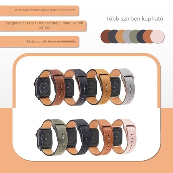 Apple Watch Series 7-höz való valódi bőrszíj Crazy Horse szegecses