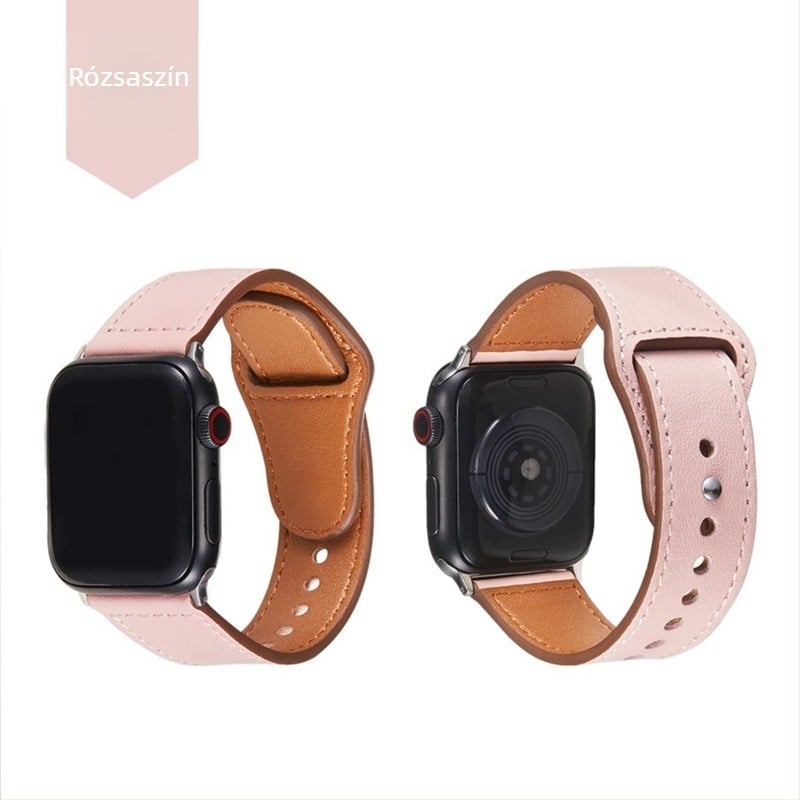 Apple Watch Series 7-höz való valódi bőrszíj Crazy Horse szegecses