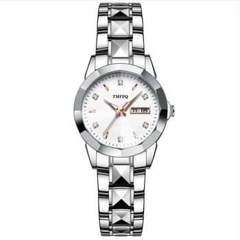 Női kvarcóra – Koreai stílus, világító számlap, naptár, 30m vízálló, rozsdamentes acél szíj