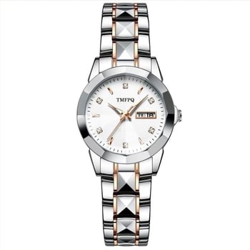 Női kvarcóra – Koreai stílus, világító számlap, naptár, 30m vízálló, rozsdamentes acél szíj