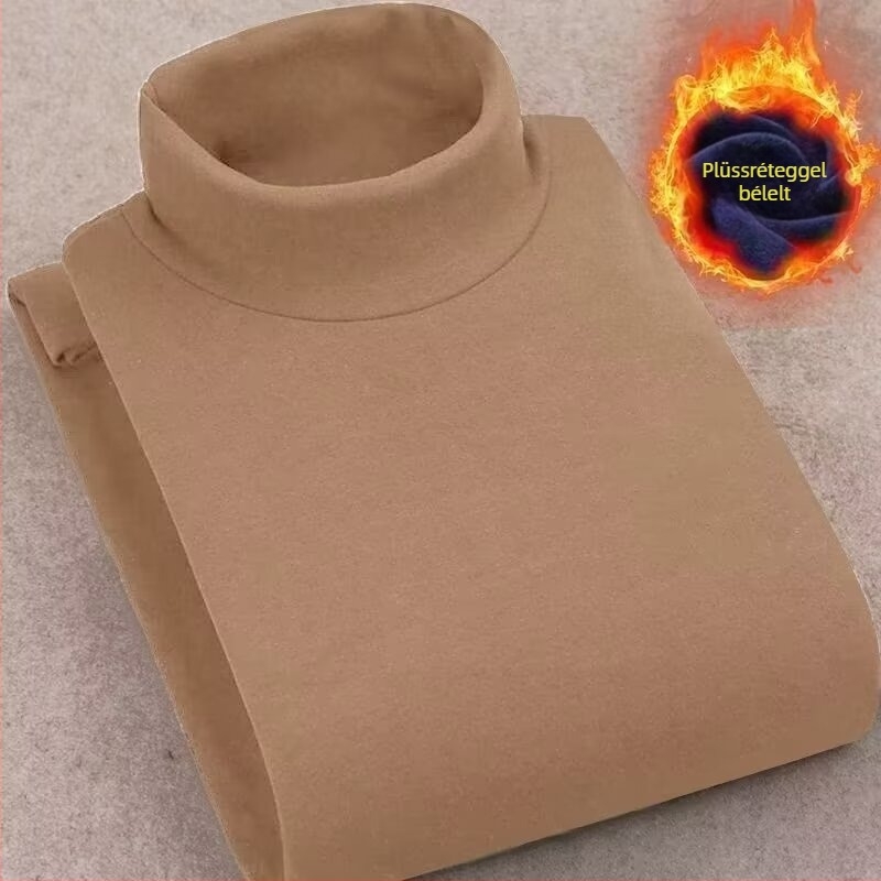 Férfi hosszú ujjú póló, egyszerű fazon; Gallér: magas gallér; Ujj: hosszú; Belső: fleece; Anyag: acetát rost (Szezon: téli)