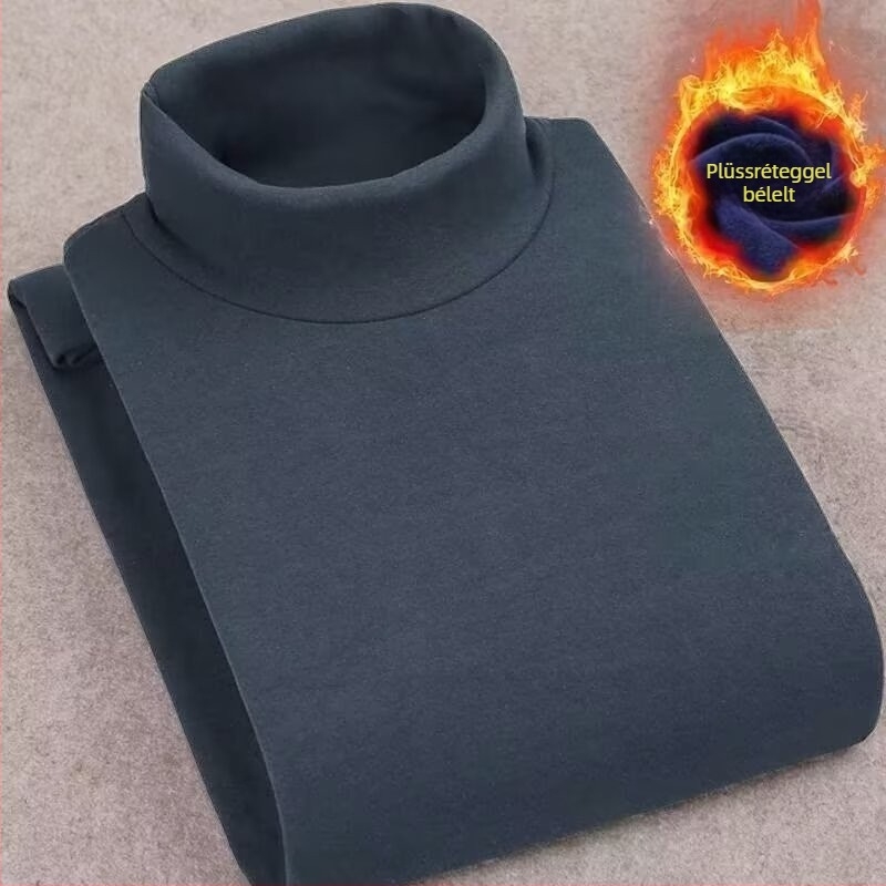 Férfi hosszú ujjú póló, egyszerű fazon; Gallér: magas gallér; Ujj: hosszú; Belső: fleece; Anyag: acetát rost (Szezon: téli)