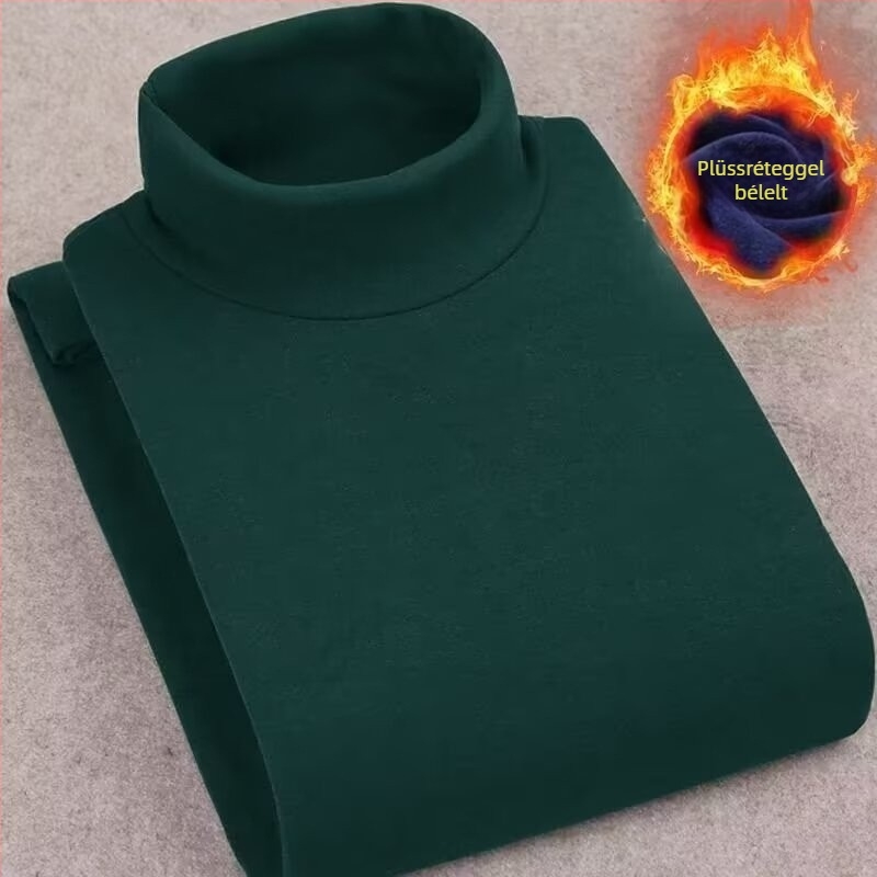 Férfi hosszú ujjú póló, egyszerű fazon; Gallér: magas gallér; Ujj: hosszú; Belső: fleece; Anyag: acetát rost (Szezon: téli)