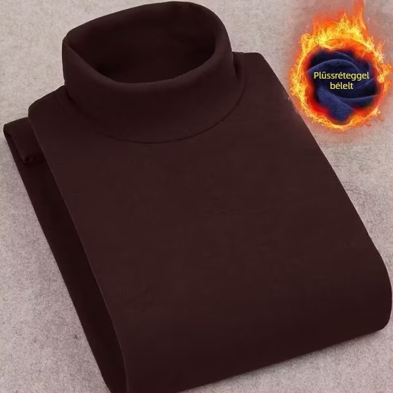 Férfi hosszú ujjú póló, egyszerű fazon; Gallér: magas gallér; Ujj: hosszú; Belső: fleece; Anyag: acetát rost (Szezon: téli)