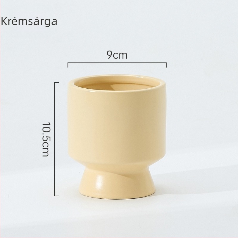 Kerámia virágtartó, skandináv stílus, asztali használatra, mázas tűzött, tartós