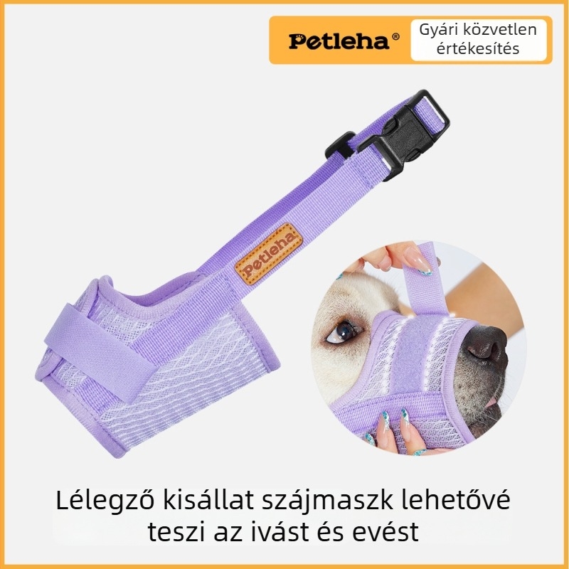Légáteresztő kutyamaszk, harapás- és ugatás elleni, ivóvíz lehetőségével, kényelmes viselet