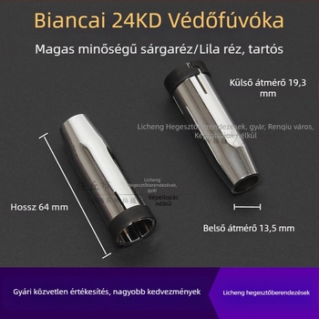 Gázvédett hegesztőpisztoly tartozékok: védőfúvóka, fúvókap, fúvóka csatlakozó rúd ülése, könyök csatlakozó; réz bevonat; különböző fémek hegesztéséhez