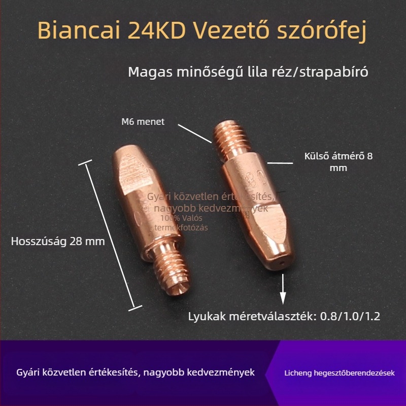Gázvédett hegesztőpisztoly tartozékok: védőfúvóka, fúvókap, fúvóka csatlakozó rúd ülése, könyök csatlakozó; réz bevonat; különböző fémek hegesztéséhez
