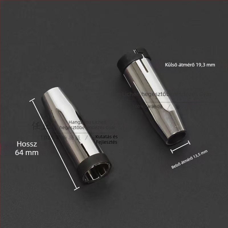 Gázvédett hegesztőpisztoly tartozékok: védőfúvóka, fúvókap, fúvóka csatlakozó rúd ülése, könyök csatlakozó; réz bevonat; különböző fémek hegesztéséhez