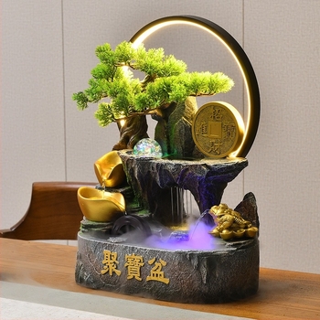 Asztali dísz Cornucopia és keringő víz, gyanta, új kínai stílus, testreszabható