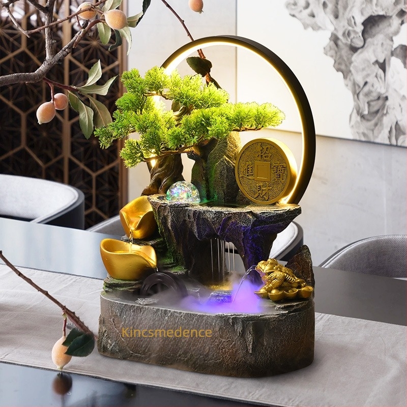 Asztali dísz Cornucopia és keringő víz, gyanta, új kínai stílus, testreszabható