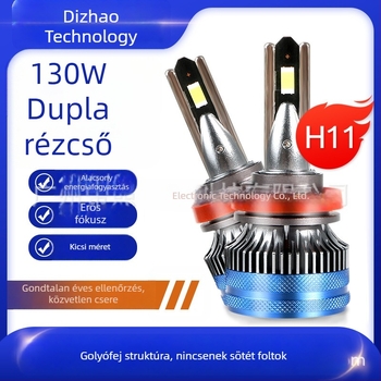 S35 130W LED autófényszóró – golyófejű dizájn, kettős rézcső, kompatibil H4/H7/H11, alacsony fénycsóva és ködlámpa