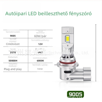 TGZ LED fényszórók autóhoz H1/H3/H4/H7/H11 9005/9006, 3570 LEDizzó, 6000K, 46–60W, IP67, nagy- és alacsony fénycsóva, Plug-and-Play