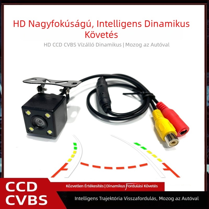 JF-012 autó hátsó kamera, 500TVL felbontás, 170° állítható látószög, 12V tápegység, kétcsatornás video bemenet