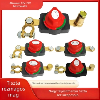 Autó akkumulátor pozitív pólusának hosszabbító kábellel, nagyáramú fő kapcsoló késes kapcsolóval, 125 mm