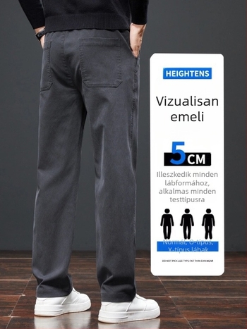 Férfi casual nadrág egyenes szabású, téli fleece bélés, Lyocell 90% anyag, elasztikus anyag, középmagas derekú, cipzár.