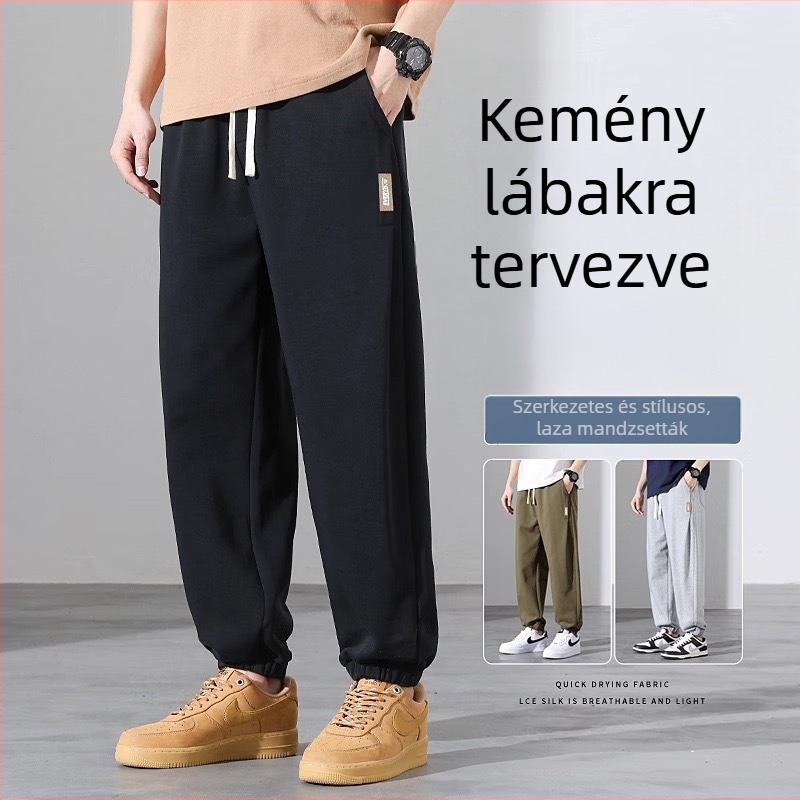 Mindennapi nadrágok, lazán szabott, fleece béléssel, pamut anyag, magas derék