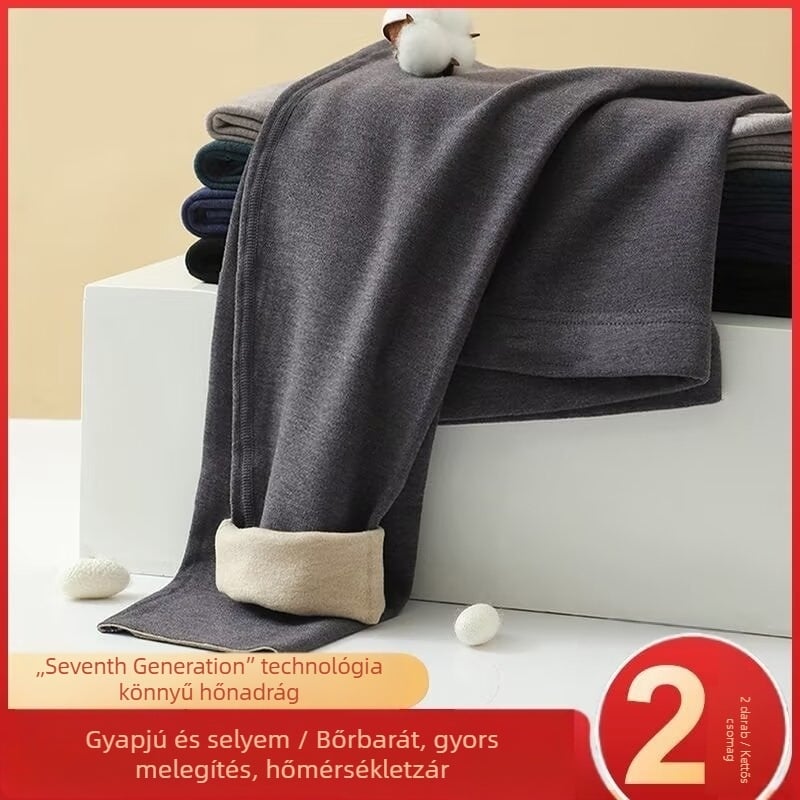 Férfi termikus nadrág, egyenes szabás, középmagas derék, pamutanyag, mikro rugalmasság