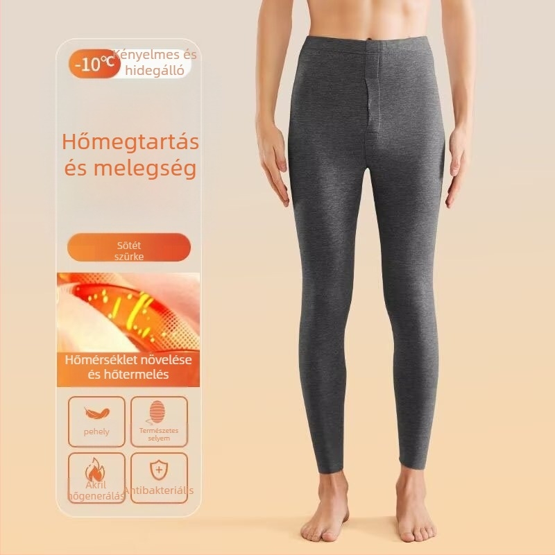 Férfi termikus nadrág, egyenes szabás, középmagas derék, pamutanyag, mikro rugalmasság