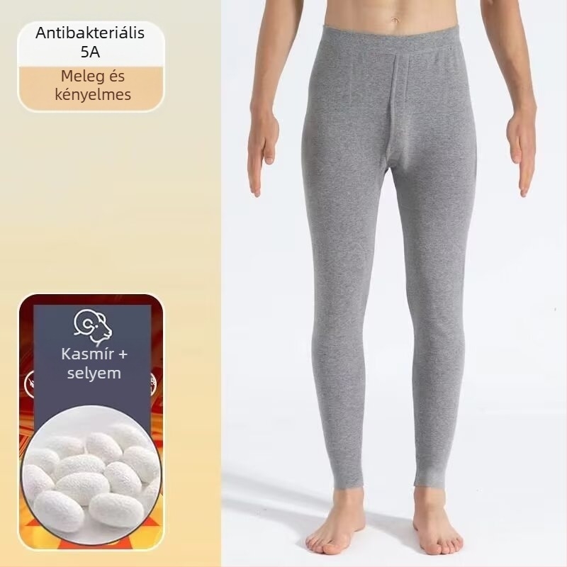 Férfi termikus nadrág, egyenes szabás, középmagas derék, pamutanyag, mikro rugalmasság
