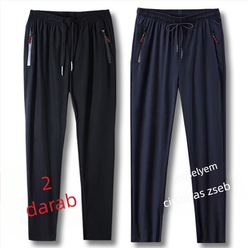 Férfi casual nadrág Ice Silk/Viskoza anyagból, lazán szabott, egyenes szár, dupla derékszíj, mikroelasztikus, gyorsan szárad