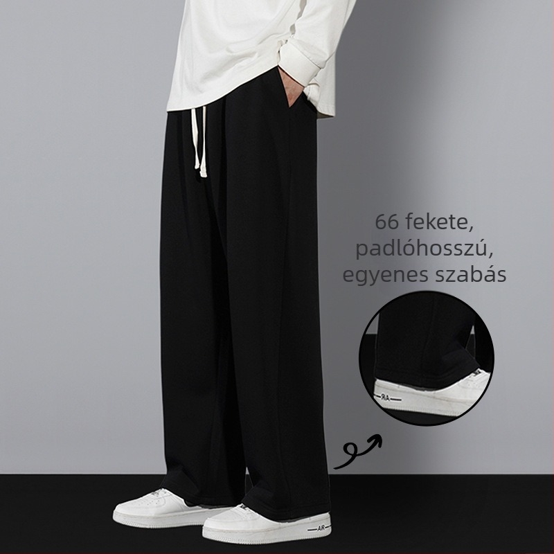 Férfi téli melegítőnadrág fleece béléses, laza szabású, cargo-stílusú, casual hosszú nadrág