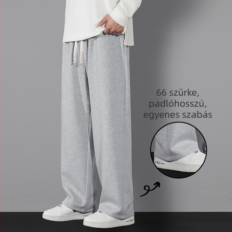 Férfi téli melegítőnadrág fleece béléses, laza szabású, cargo-stílusú, casual hosszú nadrág