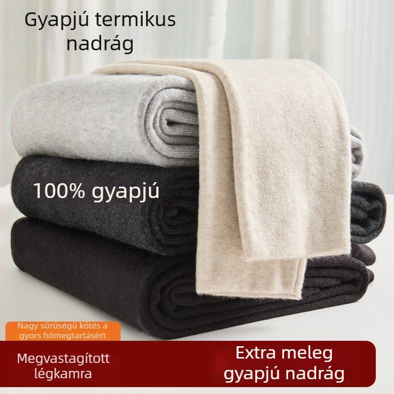 100% ausztrál gyapjú termikus alsónadrág, magas derekú, vastag, meleg – 2025 tél